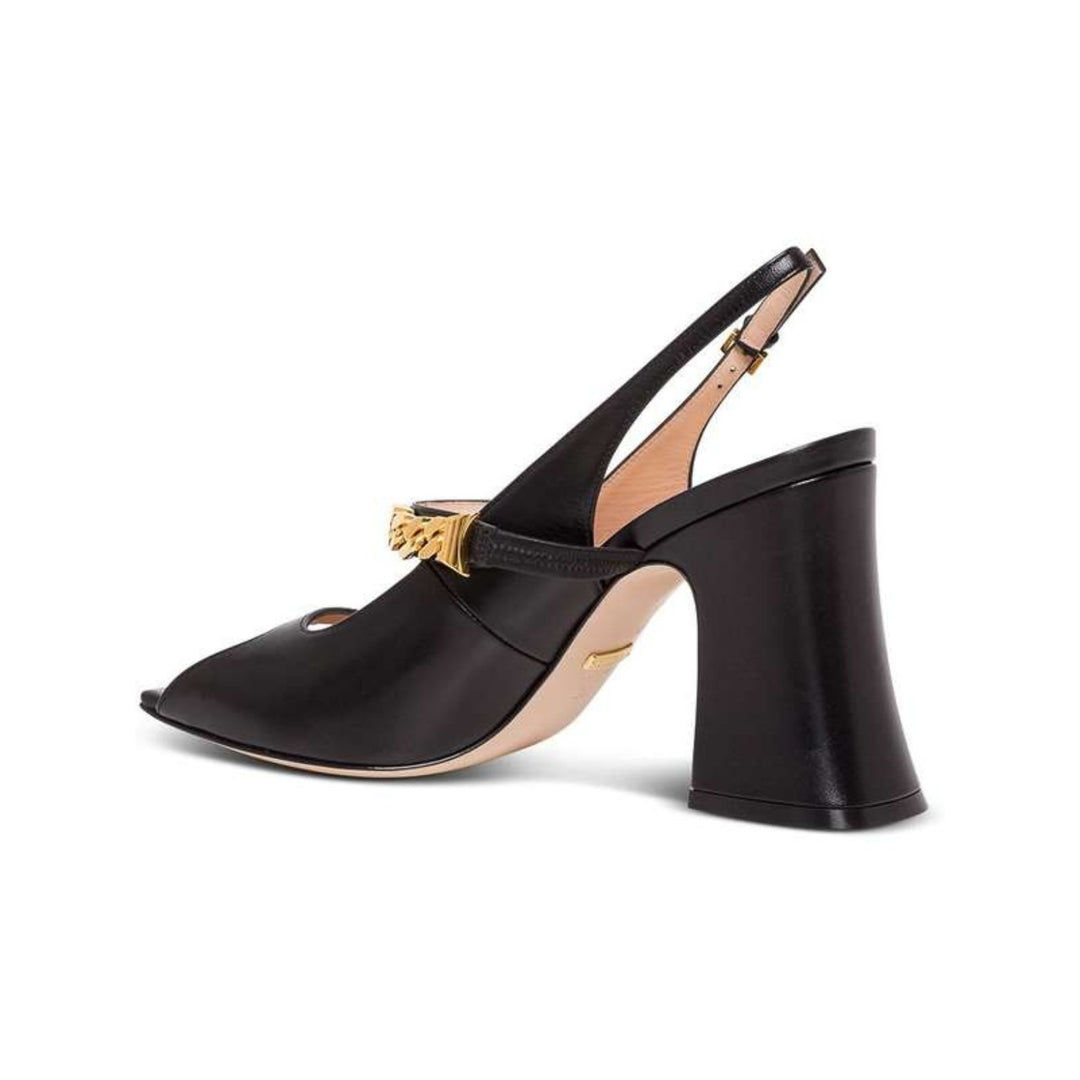 Shoes - Gucci Sylvie chain-embellished sandal heels - 626764DMBT01000 - Ask Me Wear