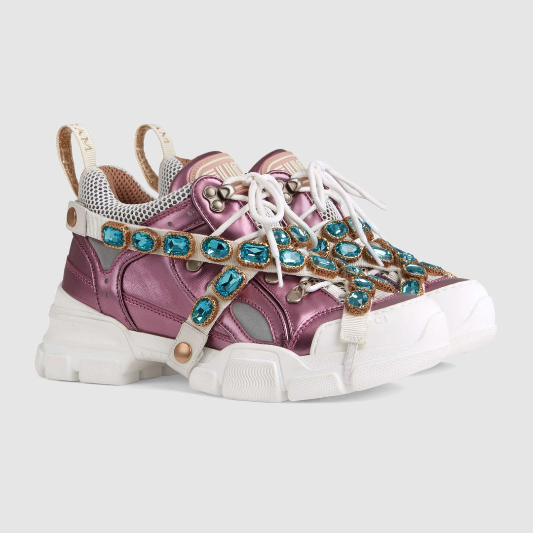 Shoes - Gucci Women's Flashtrek sneaker with removable crystals - 537133DORA05860 - Ask Me Wear