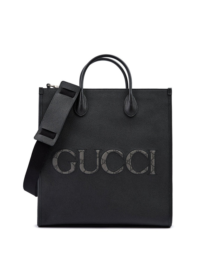 Gucci - Gucci Black Leather Logo Medium Tote Bag - 770975_AACXB_1049 - Ask Me Wear