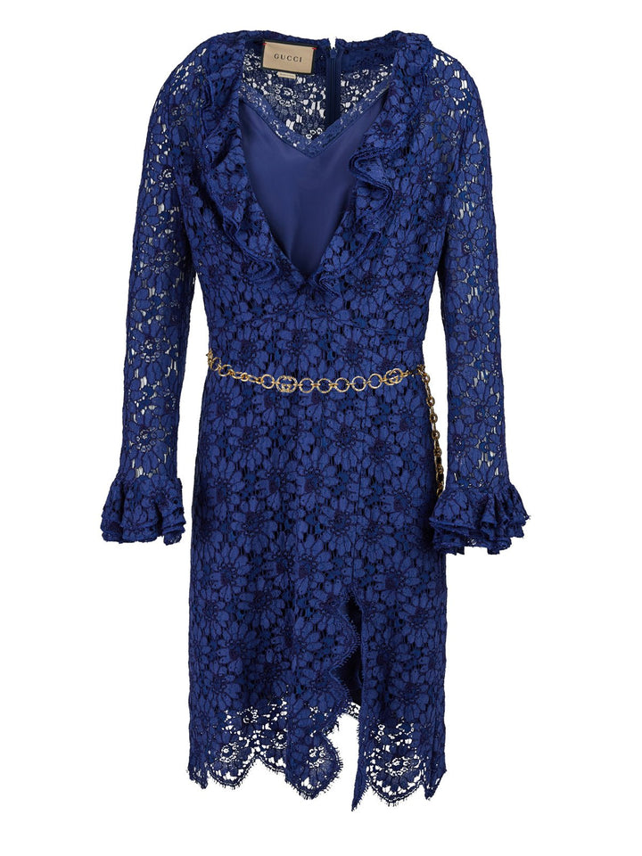 Gucci - Gucci Blu Viscose and Cotton Mid Long Dress - 685923ZJT764912_42 - Ask Me Wear