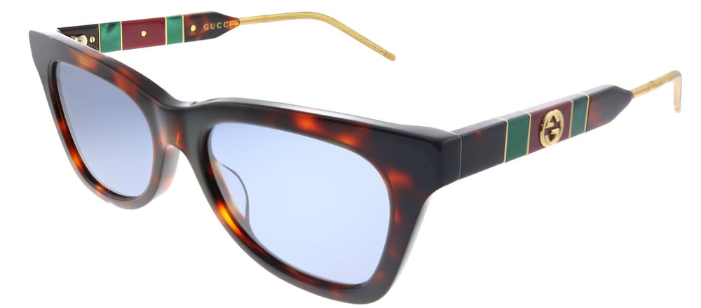 GucciSunglasses - Gucci GG 0598S 002 Rectangle Acetate Tortoise/ Havana Sunglasses with Blue Lens - GG_0598S_002 - Ask Me Wear