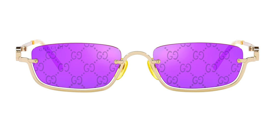 GucciSunglasses - Gucci GG 1278S 005 Semi - Rimless Metal Gold Sunglasses with Purple Lens - GG_1278S_005_55mm - Ask Me Wear