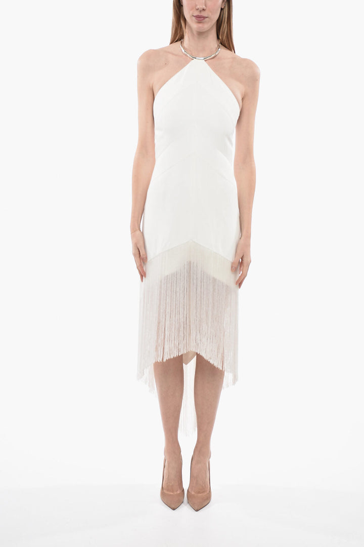 Jil Sander Halterneck Dress with Beaded Fringes