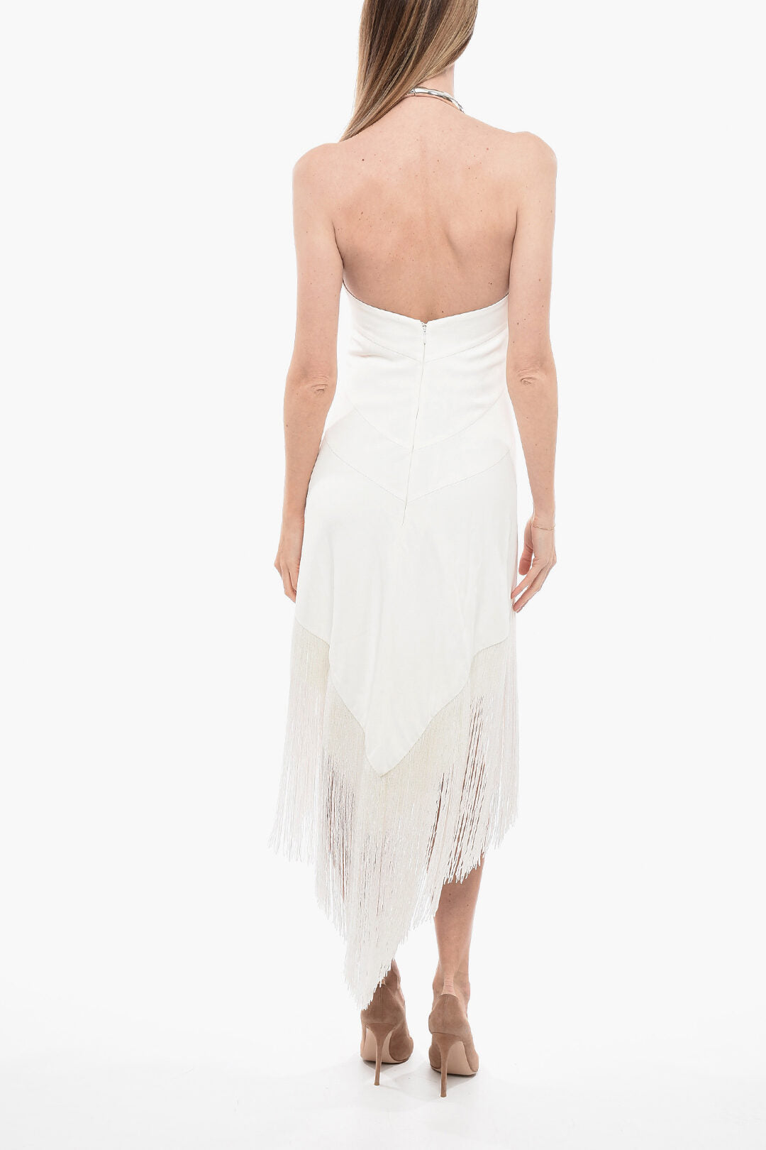 Jil Sander Halterneck Dress with Beaded Fringes