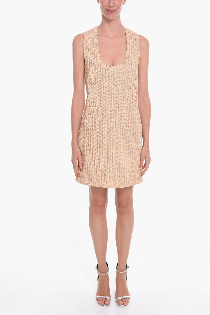 Bottega Veneta Hand Knit Leather Midi Dress