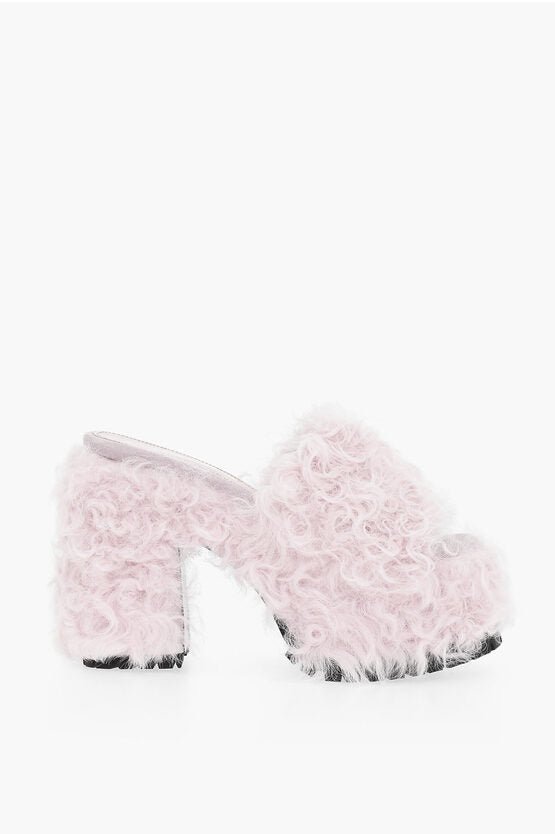 Shoes - Haus Of Honey Chunky Sole Shearling Mules Heel 13 cm 38 Shoes EU - 8056999146368 - Ask Me Wear