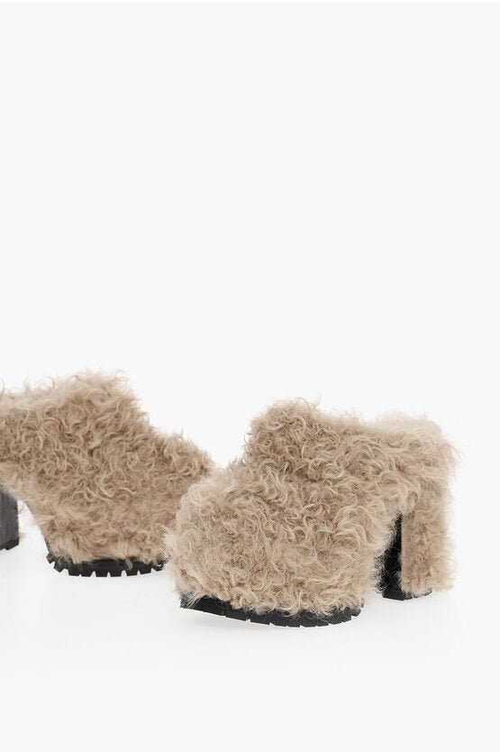 Shoes - Haus Of Honey Chunky Sole Shearling Mules Heel 13 cm - 8056999147235 - Ask Me Wear