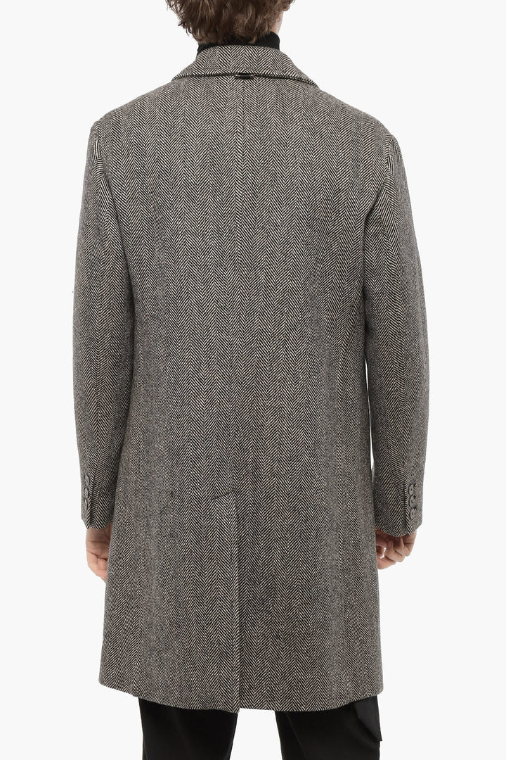 Neil Barrett Herringbone Motif Virgin Wool Coat