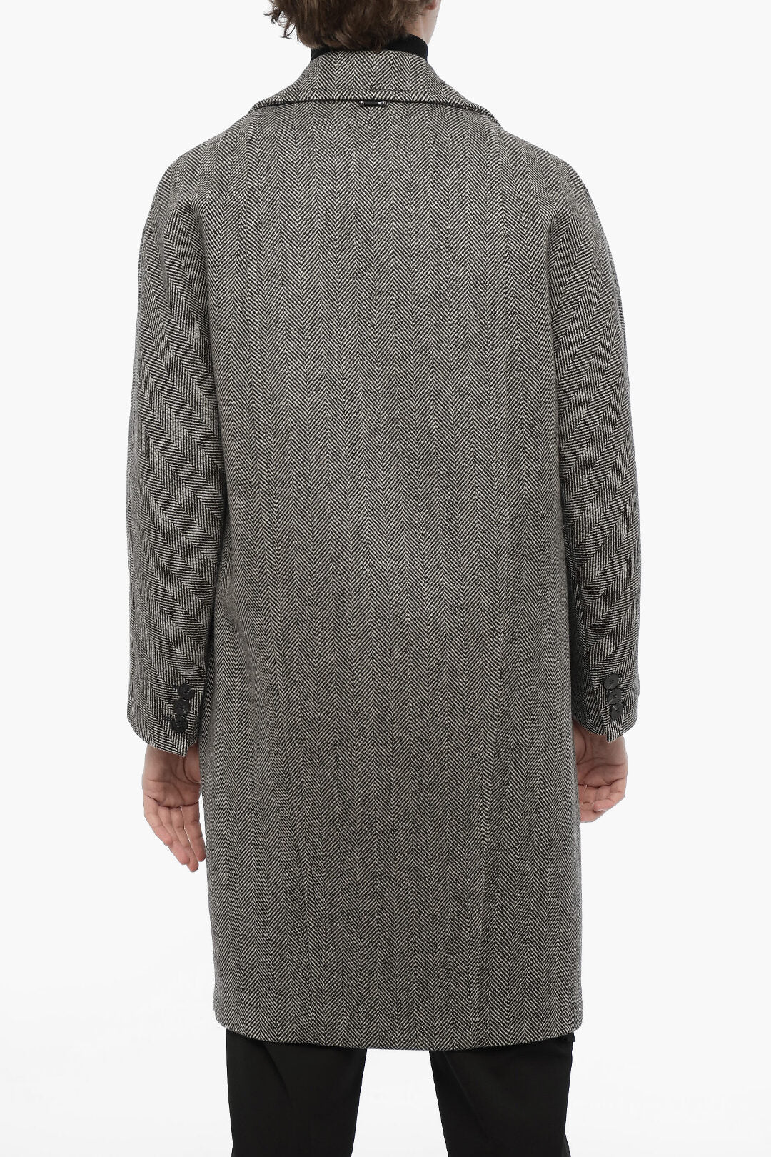 Neil Barrett Herringbone Virgin Wool Oversized Coat