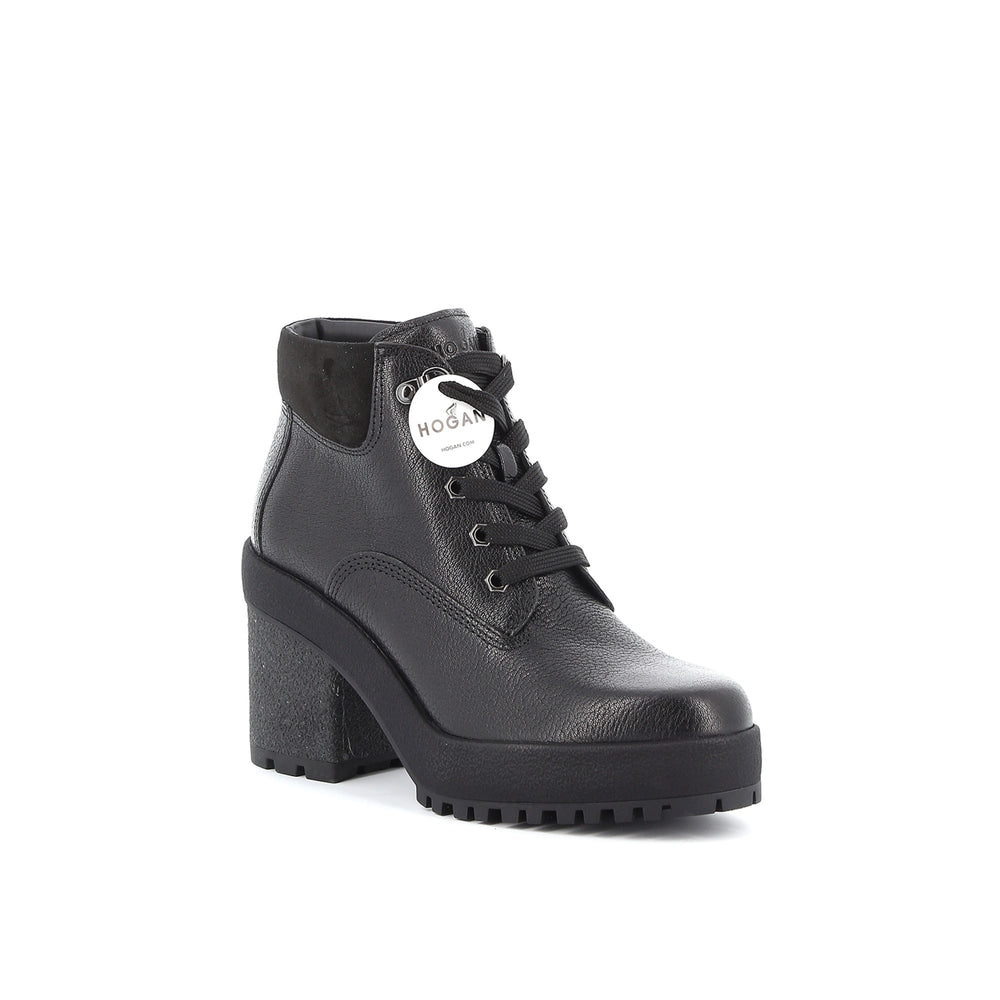 Shoes - Hogan H475 Grained Leather Ankle Boots - 14608580304 - Ask Me Wear