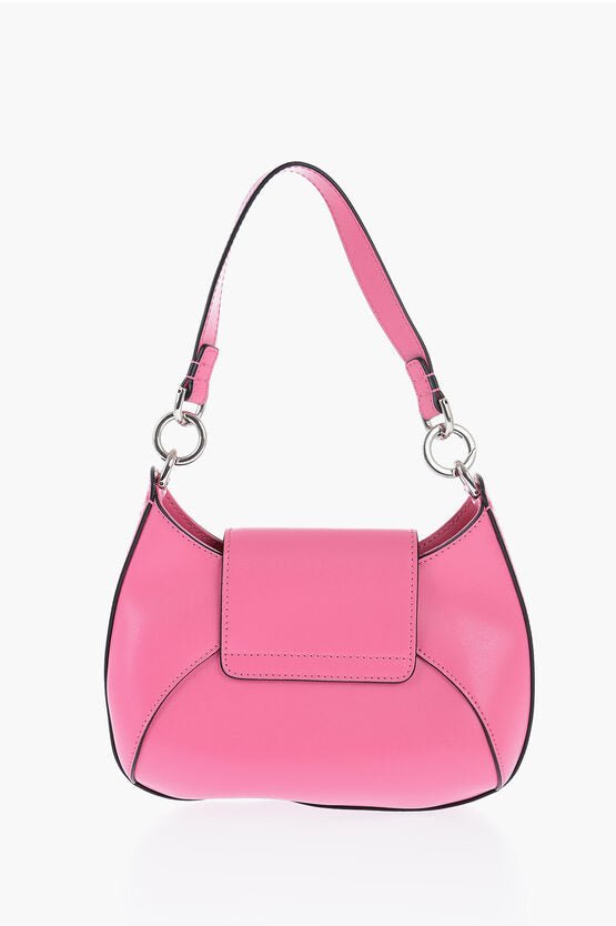 Bags - Hogan Leather Hobo Bag with Logoed Fastening - 1410000563488 - Ask Me Wear