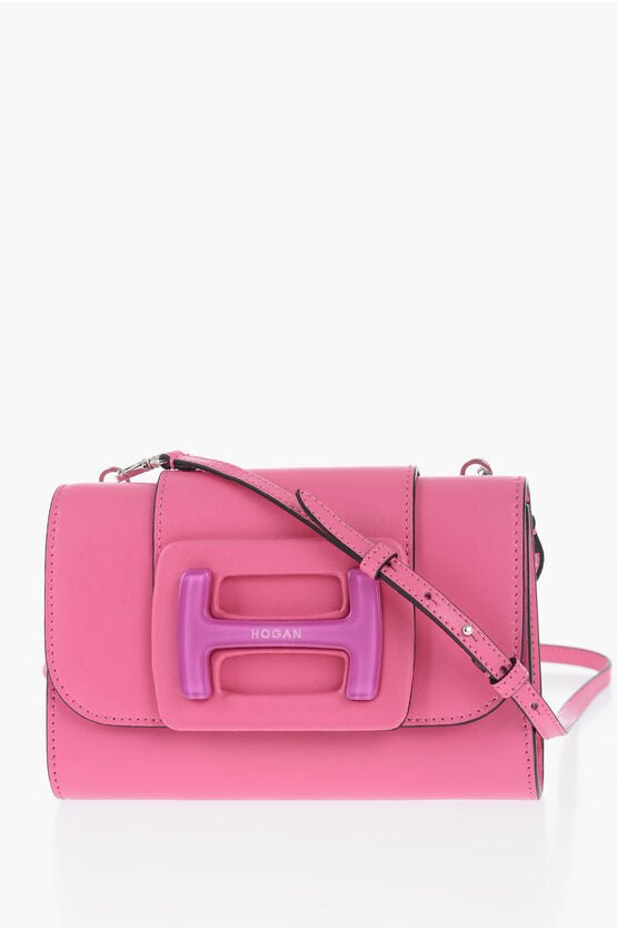  - Hogan Leather Logoed Clutch with Removable Shoulder Strap - 1410000563433 - Ask Me Wear