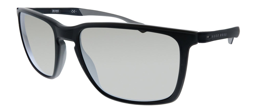 Hugo BossSunglasses - Hugo Boss BOSS 1114/S O6W Rectangle Plastic Black Sunglasses with Grey Lens - BOSS_1114/S_O6W_57mm - Ask Me Wear
