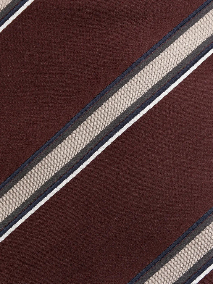 Brunello Cucinelli Striped Jacquard Silk Tie in Brown