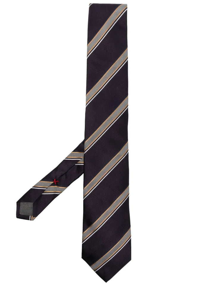 Brunello Cucinelli Striped Jacquard Silk Tie