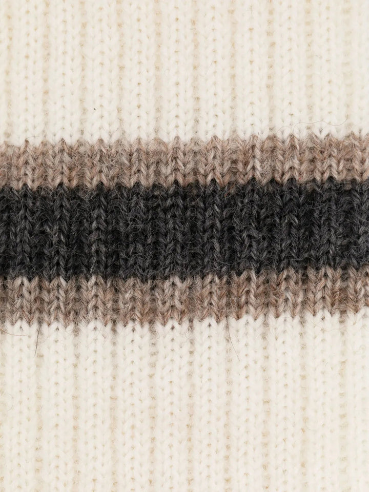 Brunello Cucinelli Stripe-Pattern Knitted Tie in Neutrals