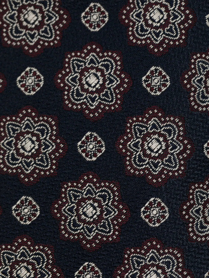 Brunello Cucinelli Floral-Embroidered Silk Tie in Blue