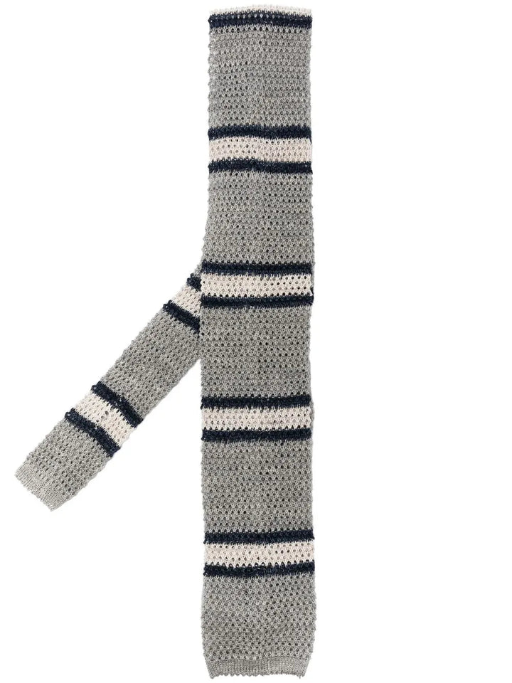 Brunello Cucinelli Cotton-Linen Stripe Knit Tie