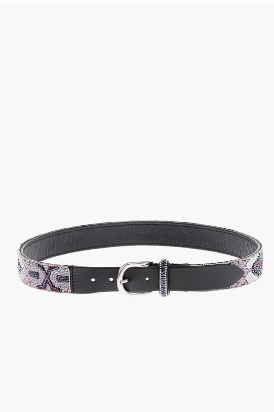 Accessories - Belts - Isabel Marant All - Over Sequined Leather Belt 35mm - GC120240600361 - Ask Me Wear