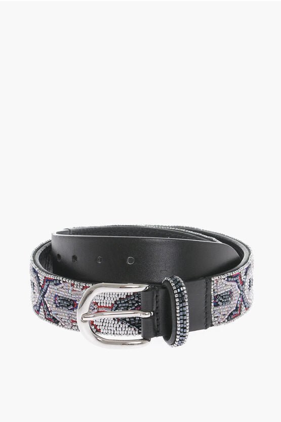 Accessories - Belts - Isabel Marant All - Over Sequined Leather Belt 35mm - GC120240600361 - Ask Me Wear