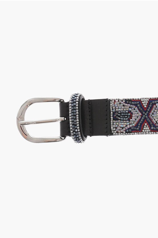 Accessories - Belts - Isabel Marant All - Over Sequined Leather Belt 35mm - GC120240600361 - Ask Me Wear