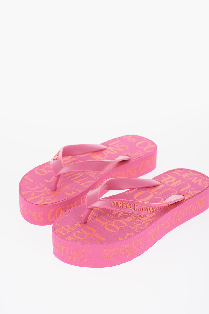 Versace JEANS COUTURE All-OverLogo Flip Flop with Platform 3,5cm