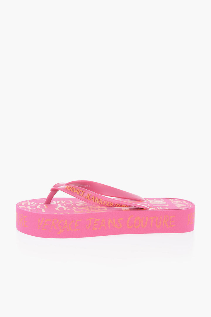 Versace JEANS COUTURE All-OverLogo Flip Flop with Platform 3,5cm