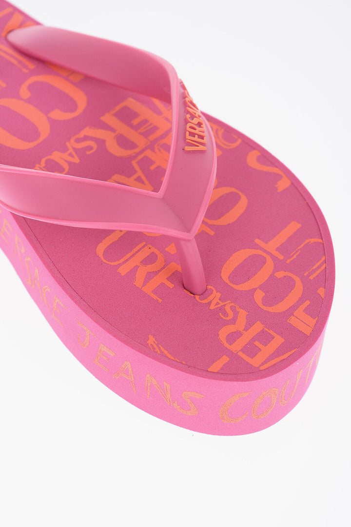 Versace JEANS COUTURE All-OverLogo Flip Flop with Platform 3,5cm