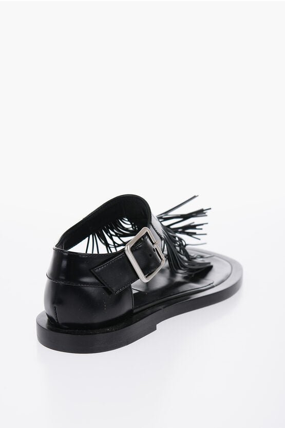 Shoes - Jil Sander Fringed Leather Sandals With Buckle - 8056993660976 - Ask Me Wear