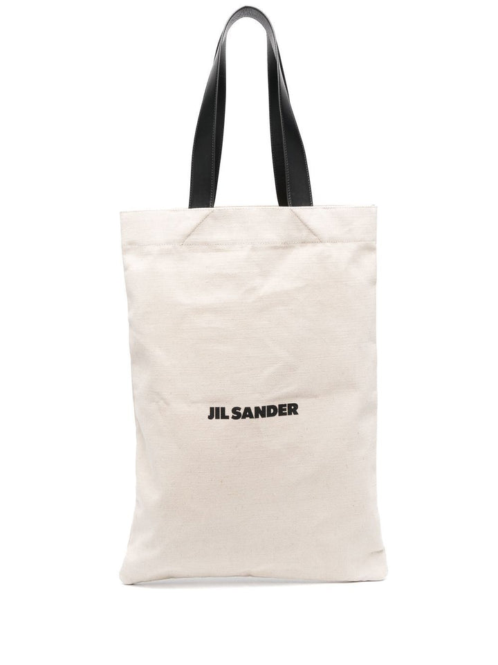 Bags - JIL SANDER Logo - print Linen Tote Bag Natural - J25WC0004P4917280 - Ask Me Wear