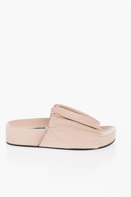 Shoes - Jil Sander Ruched Leather Slides - 8056993690492 - Ask Me Wear