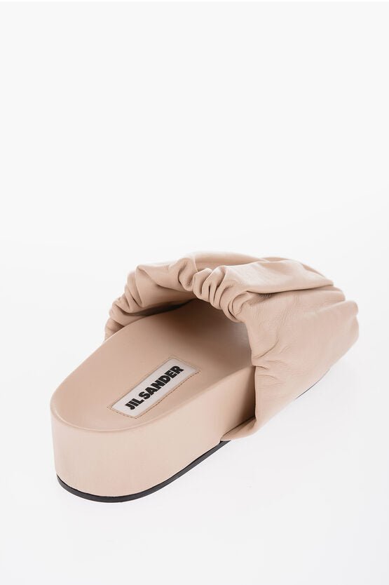 Shoes - Jil Sander Ruched Leather Slides - 8056993690492 - Ask Me Wear