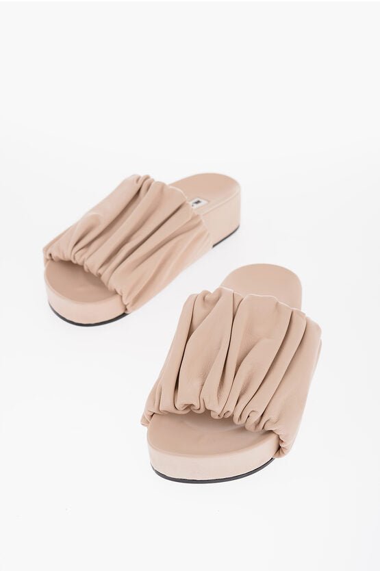 Shoes - Jil Sander Ruched Leather Slides - 8056993690492 - Ask Me Wear