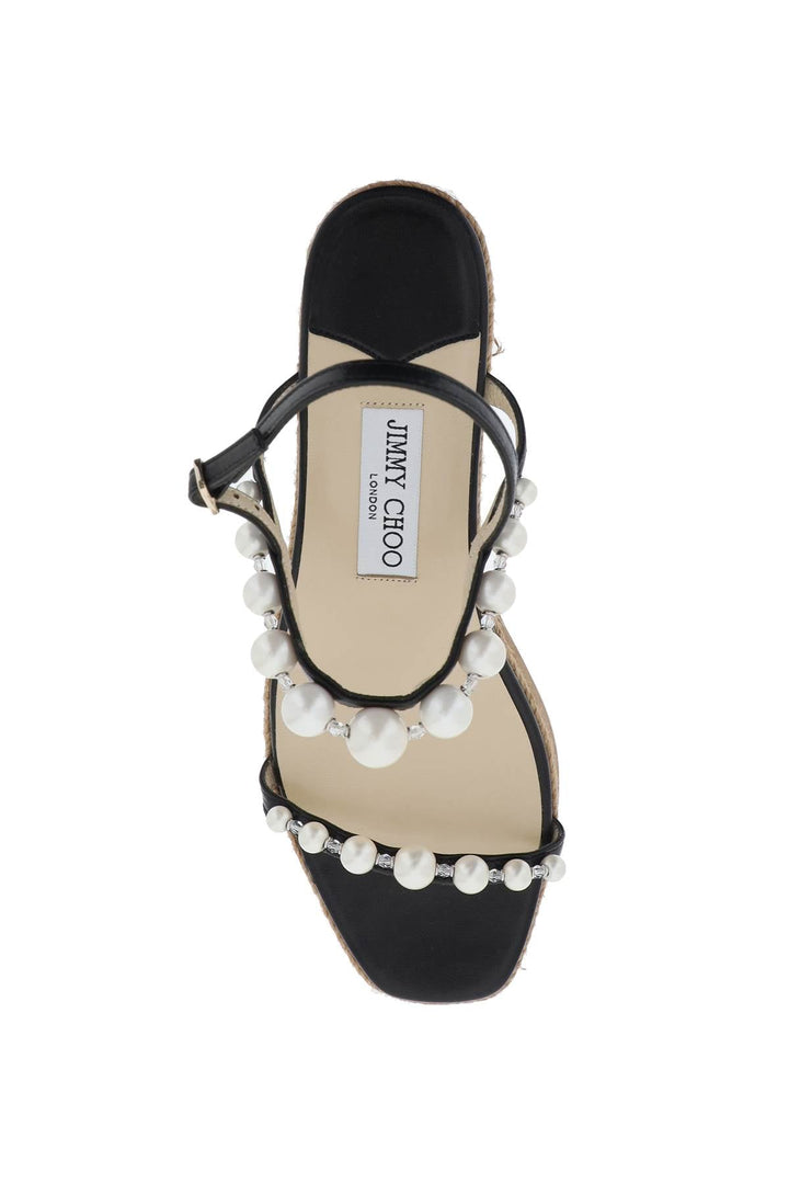 Shoes - Jimmy Choo Amatuus 60 Wedge And Pearl Sandals - 241516NWE000001 - BLKWH - 40 - Ask Me Wear