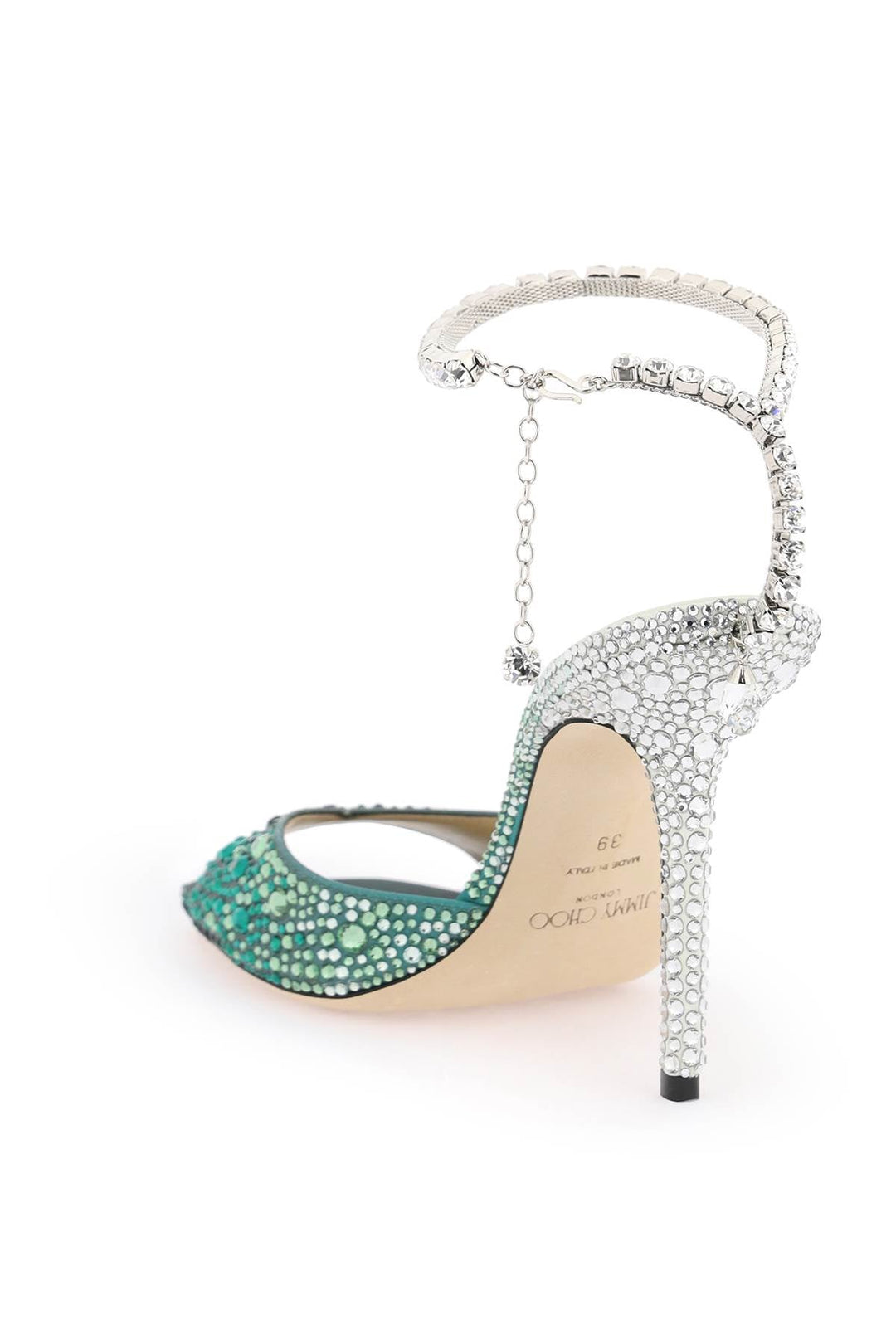 Shoes - Jimmy Choo Saeda 100 Sandals With Degradé Crystals - 241516NSD000017 - EMERC - 36 - Ask Me Wear