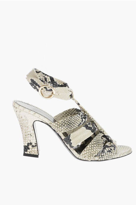 Shoes - Khaite Python Effetch Leather PERTH T - strap Sandals 10cm - 900320490365 - Ask Me Wear