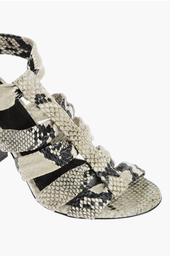 Shoes - Khaite Python Effetch Leather PERTH T - strap Sandals 10cm - 900320490365 - Ask Me Wear