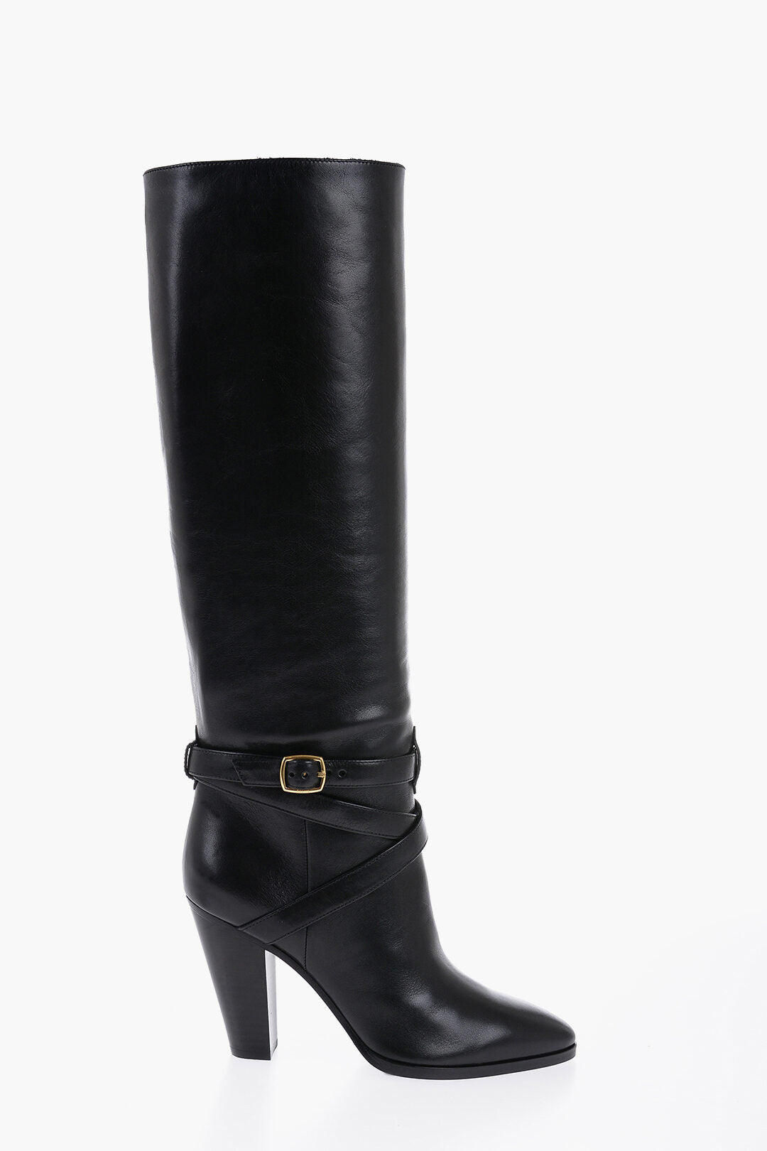 Celine Knee-Length WILTERS Leather Boots with Ankle Strap 10cm