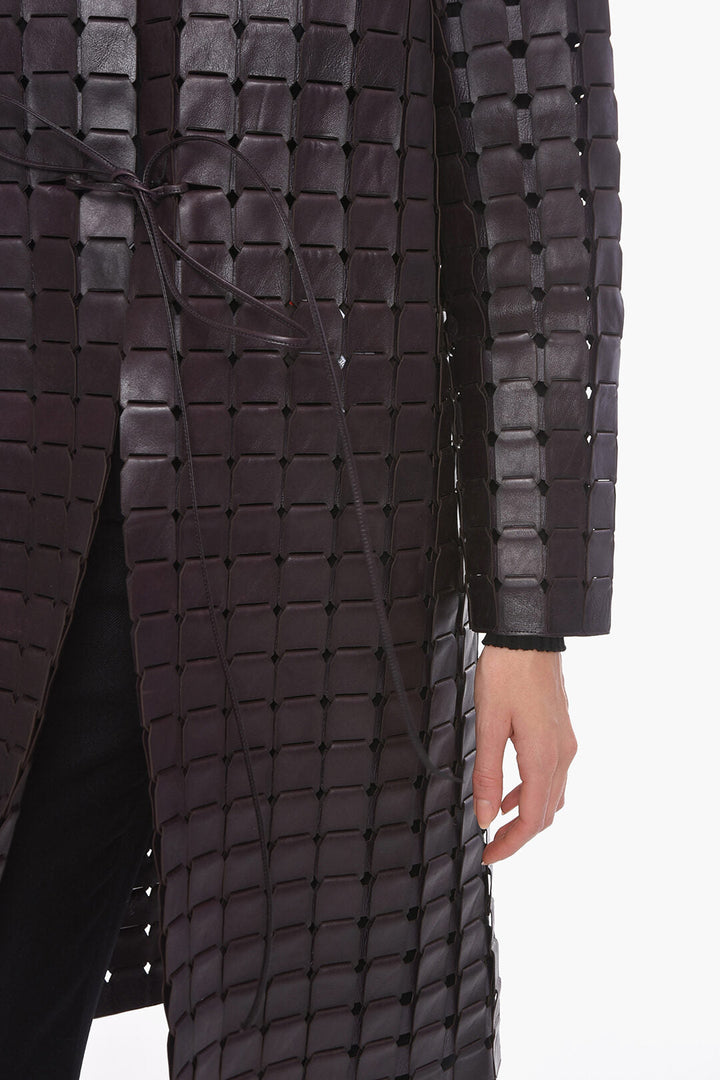 Bottega Veneta Knitted Leather SATINE Coat with Drawstring