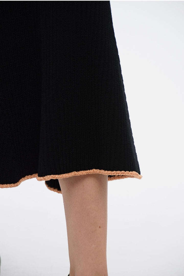 Moncler Knitted Ribbed Skirt with Contrasting Trims