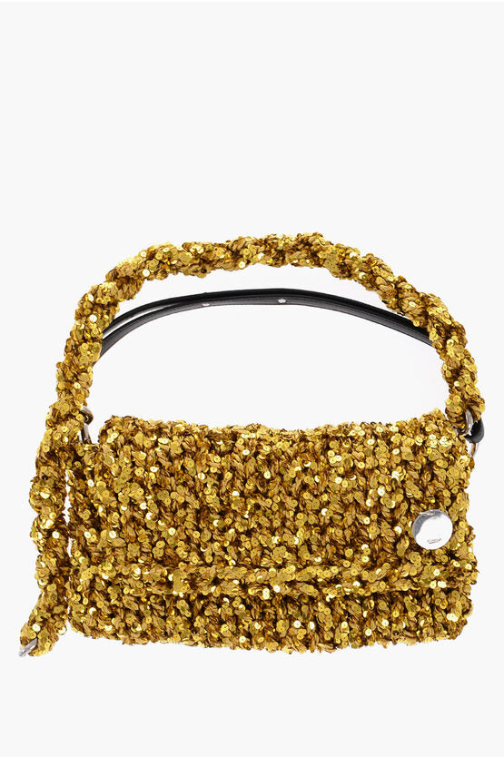 Bolso de hombro de punto con lentejuelas de Jil Sander