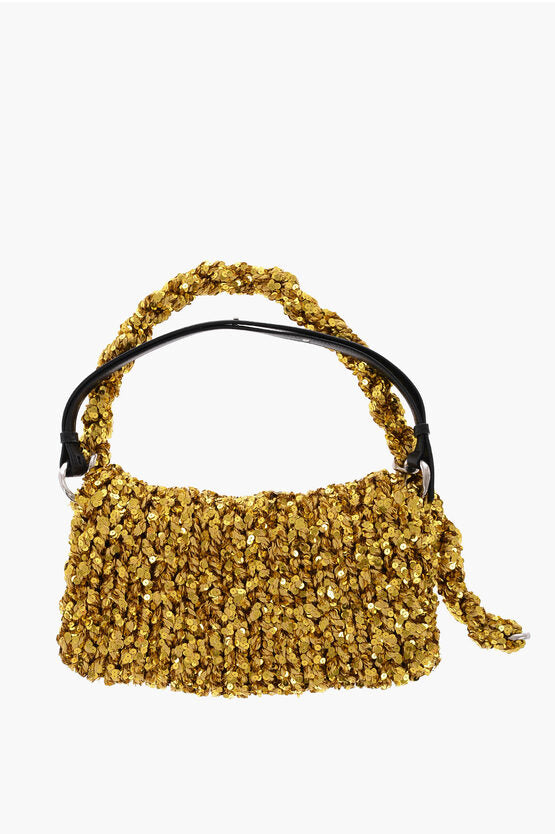 Bolso de hombro de punto con lentejuelas de Jil Sander