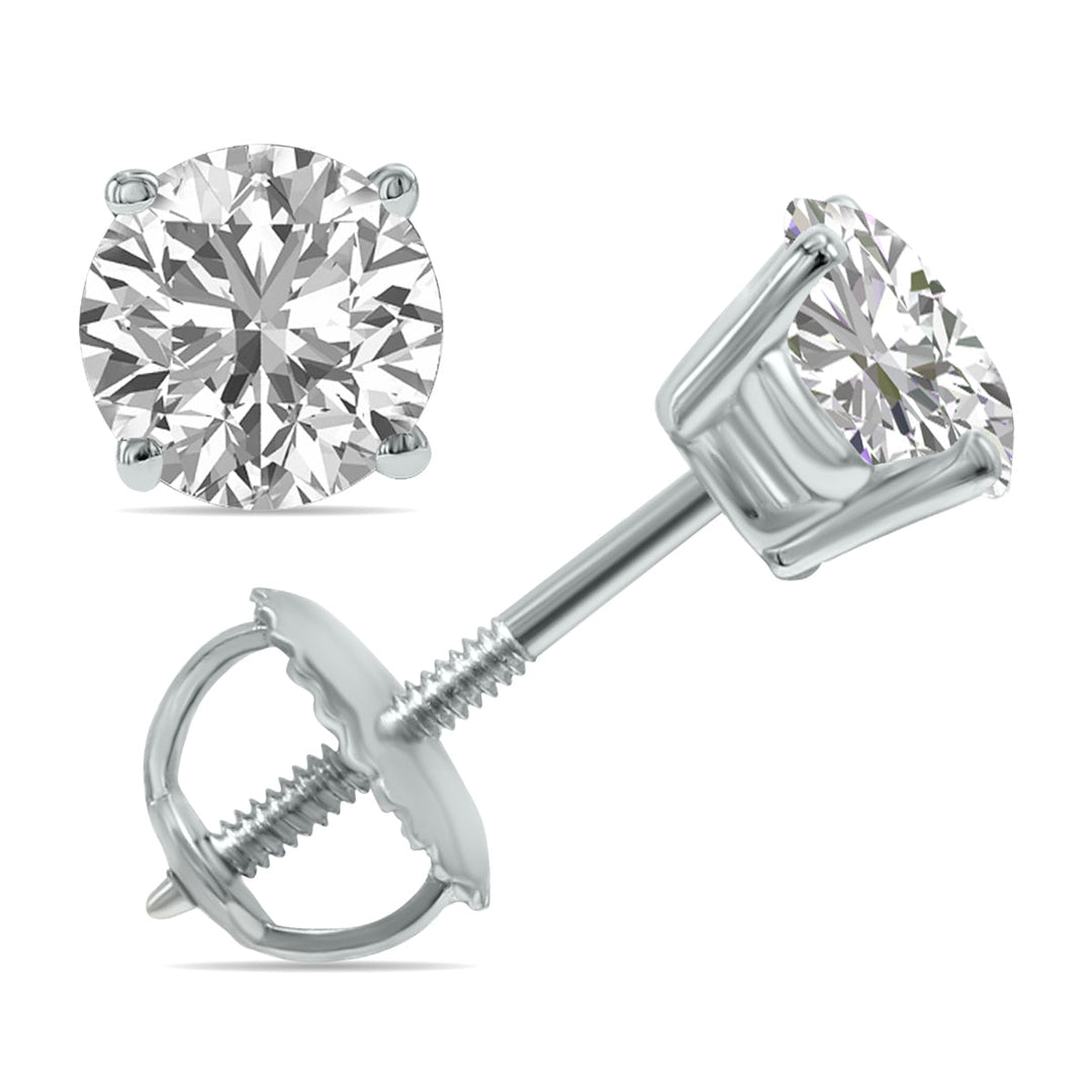 Jewelry - Lab Grown 1.25 Carat Total Weight Diamond Solitaire Earrings In 14K White Gold - ERF61398LD - Ask Me Wear