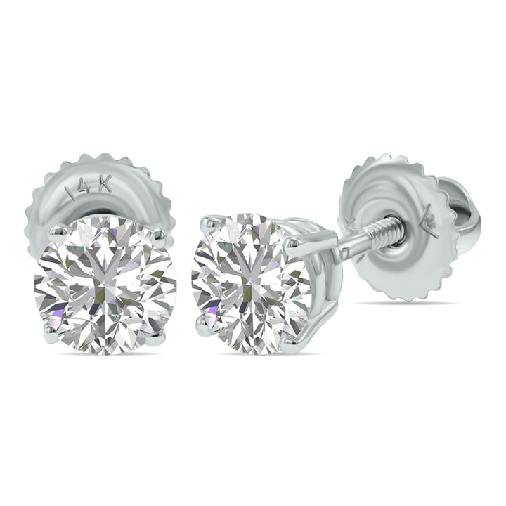 Jewelry - Lab Grown 1.25 Carat Total Weight Diamond Solitaire Earrings In 14K White Gold - ERF61398LD - Ask Me Wear