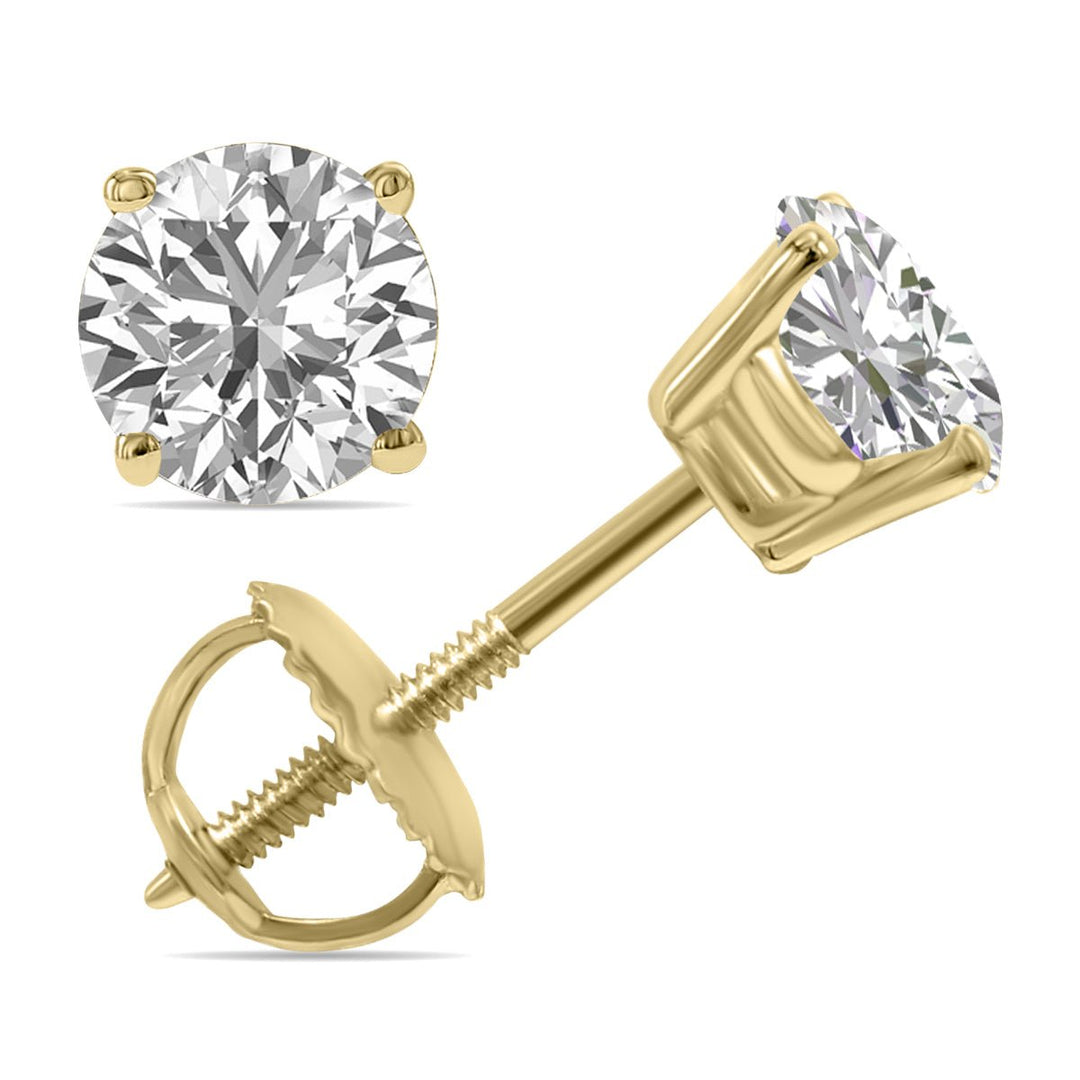 Jewelry - Lab Grown 1.25 Carat Total Weight Diamond Solitaire Earrings In 14K Yellow Gold - ERF61399LD - Ask Me Wear