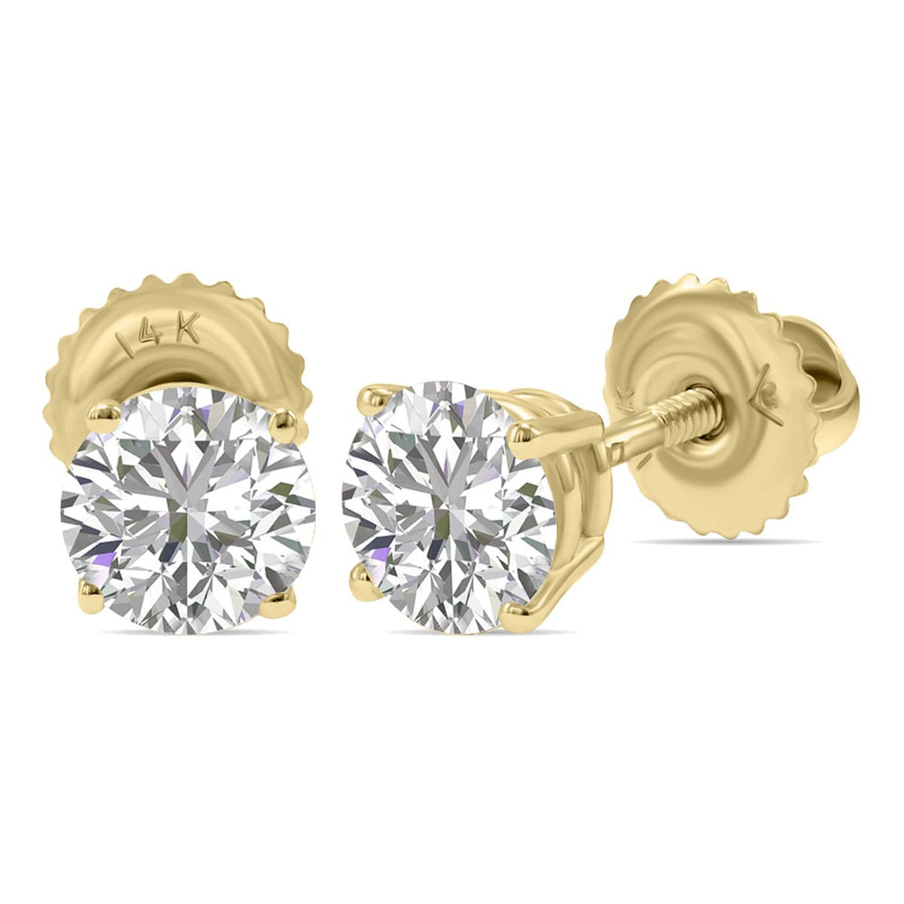 Jewelry - Lab Grown 1.25 Carat Total Weight Diamond Solitaire Earrings In 14K Yellow Gold - ERF61399LD - Ask Me Wear