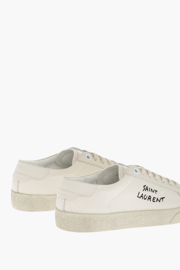 Saint Laurent Lace-up Canvas Sneakers with Embroidered Logo