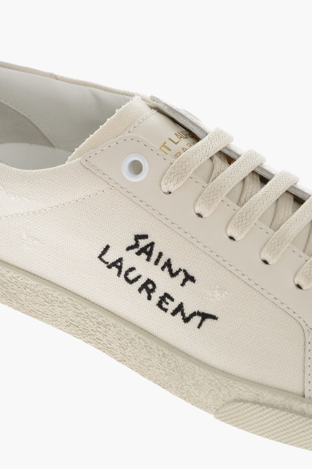 Saint Laurent Lace-up Canvas Sneakers with Embroidered Logo