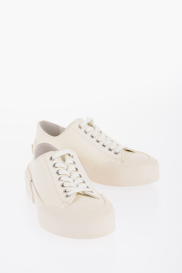 Jil Sander Lace-up Leather Sneakers with Rubber Sole