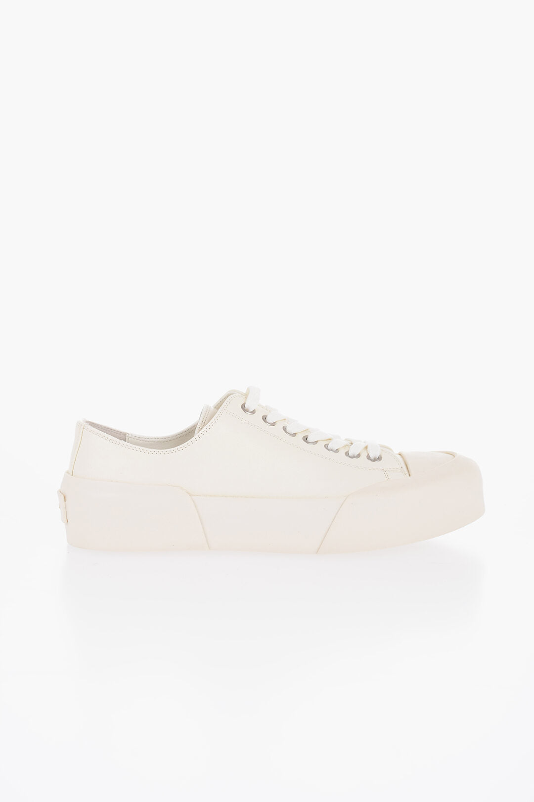 Jil Sander Lace-up Leather Sneakers with Rubber Sole